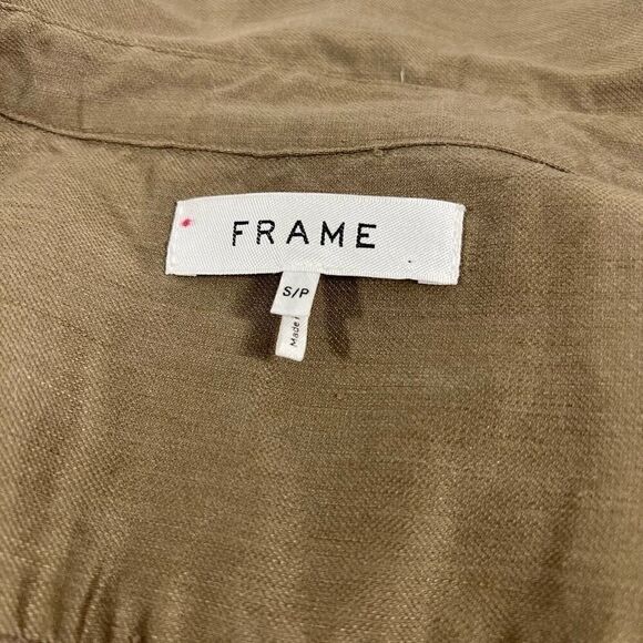 Frame* Small Brown Arie Cutaway Long Sleeve Linen Blend Top Women’s - Picture 2 of 10